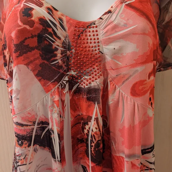 One World Floral Blouse NWOT Sz Med - Picture 9 of 12